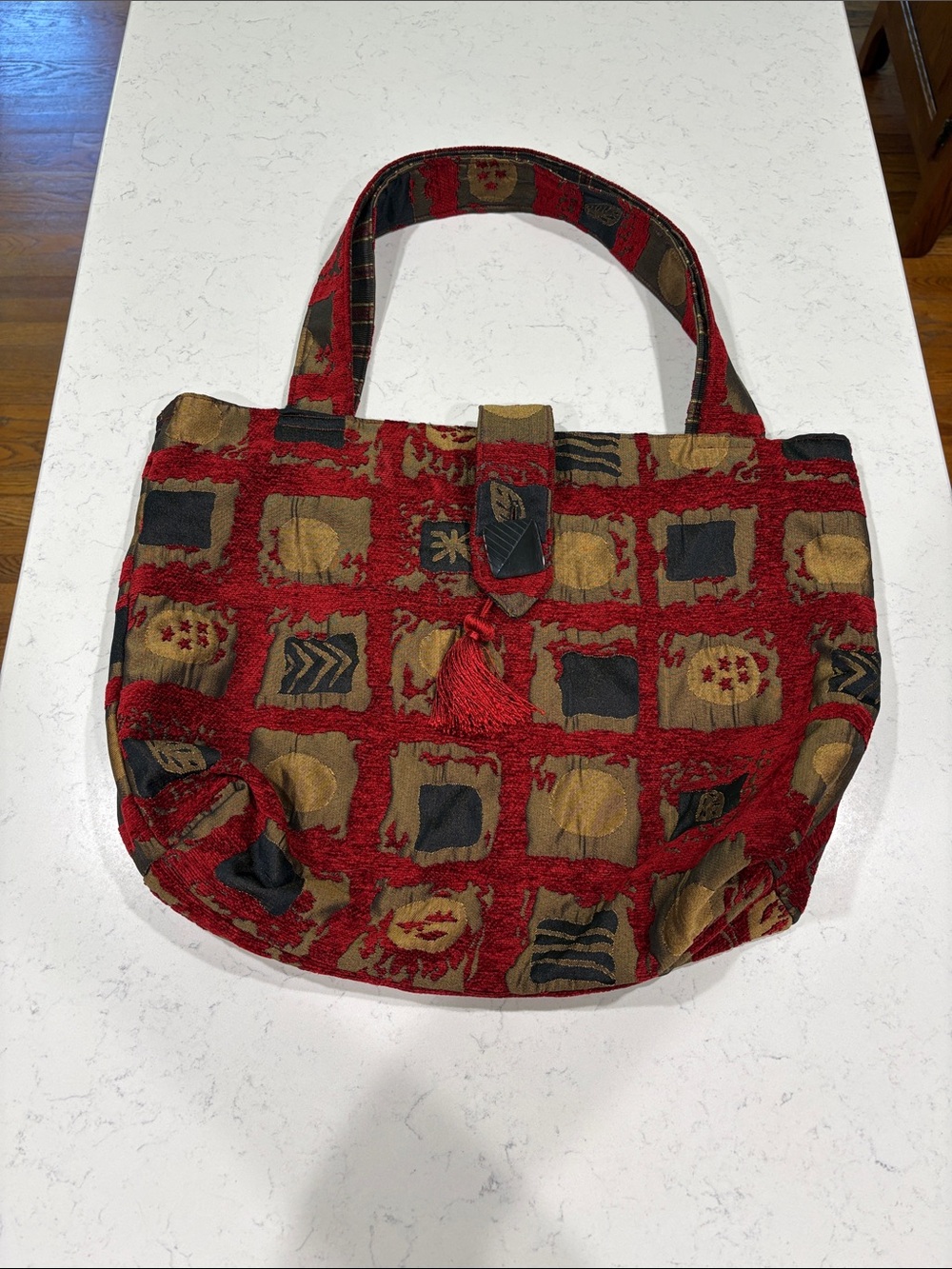 The Bag Lady Patterned Hand-Tote with Tassel Accent